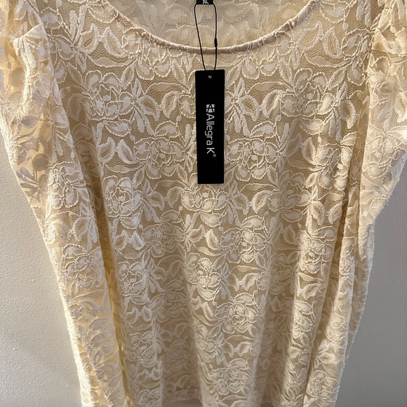 Women's Vintage Semi Sheer Puff Long Sleeve Embroidery Blouse Lace Top - Picture 6 of 6